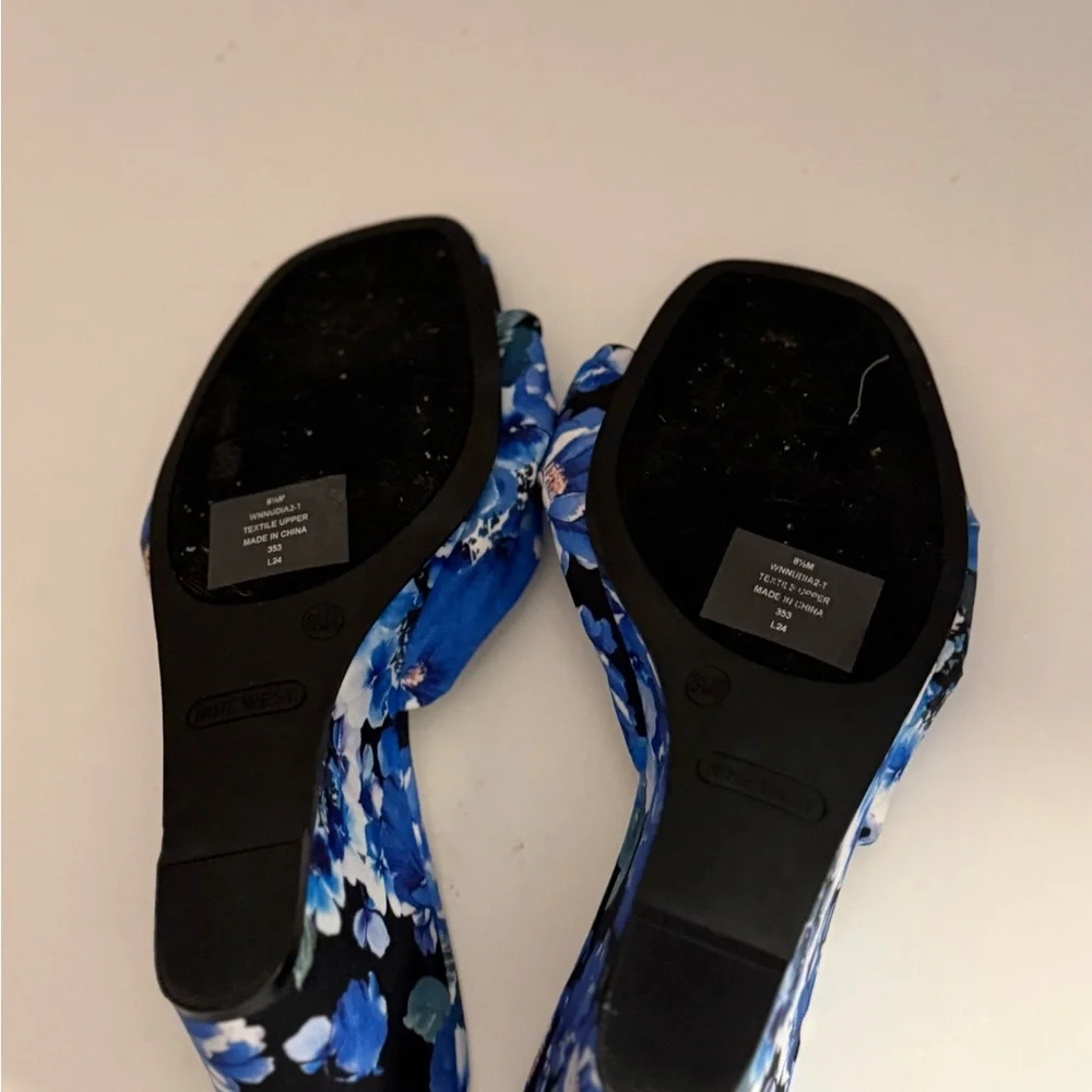 Nine West Nudia Blue Floral Wedge Sandals Women’s 8.5